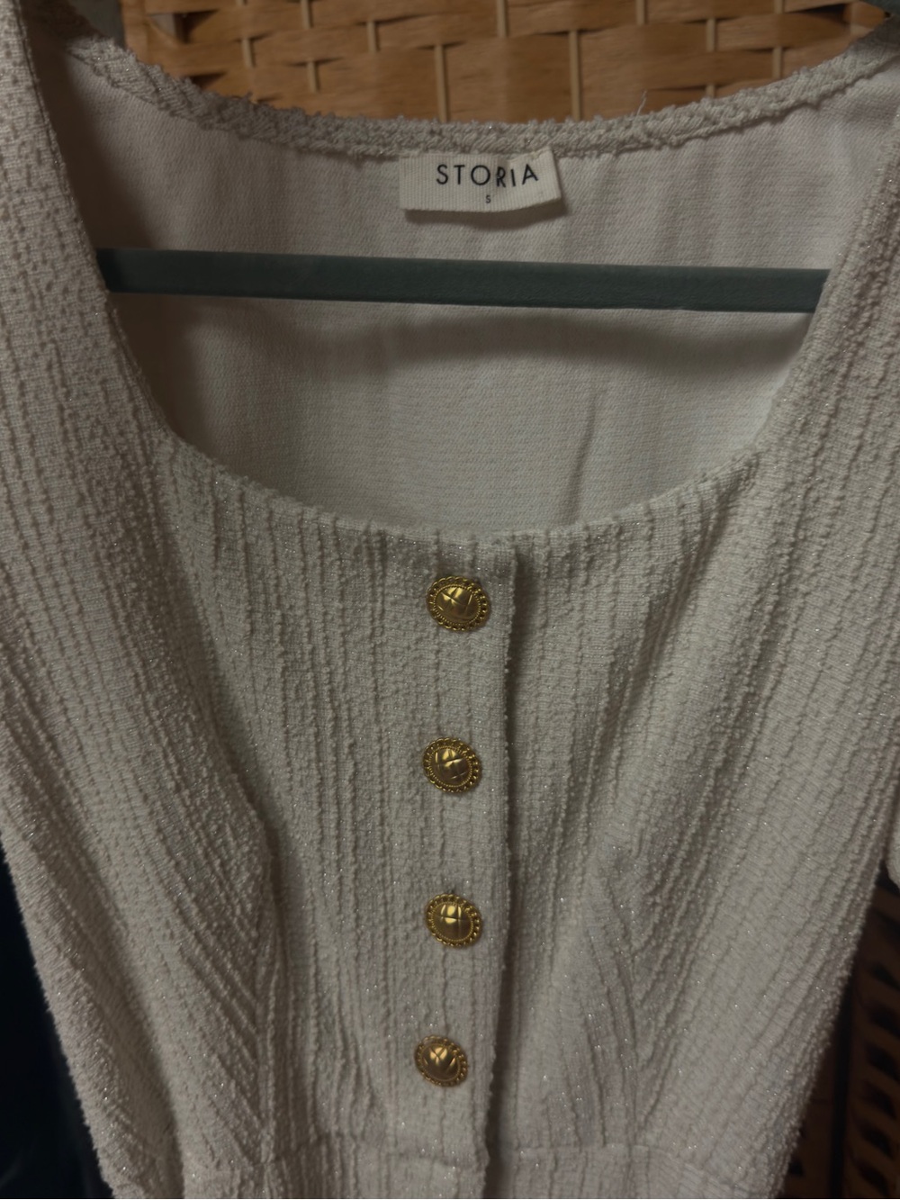 Storia Ivory Textured Knit Jumpsuit with Gold Buttons - Picture 6 of 6